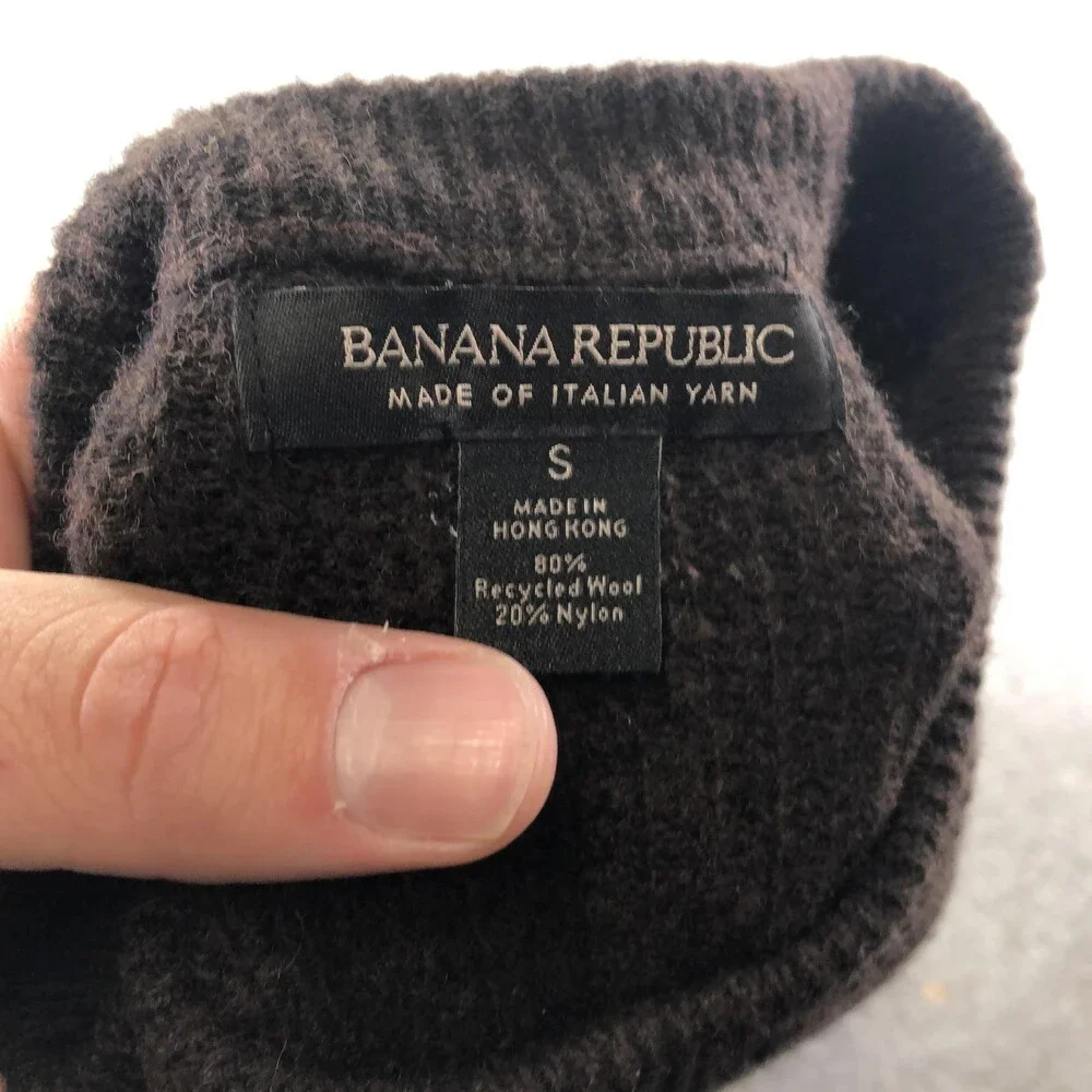 Banana Republic Sweater Mens Small Brown Wool Knit Heavy Crewneck Pullover